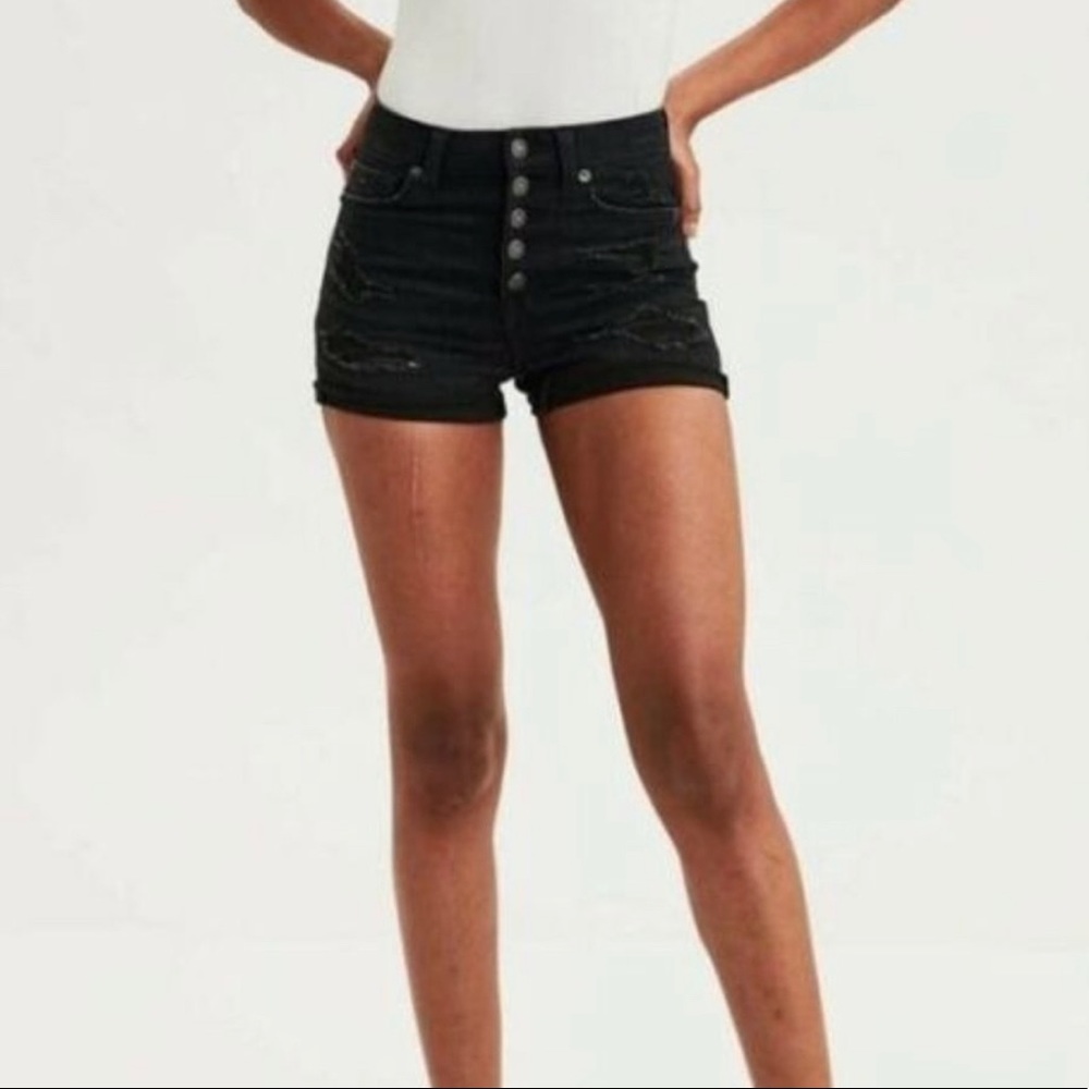 American Eagle High-Rise Black Jean Shorts Size 2